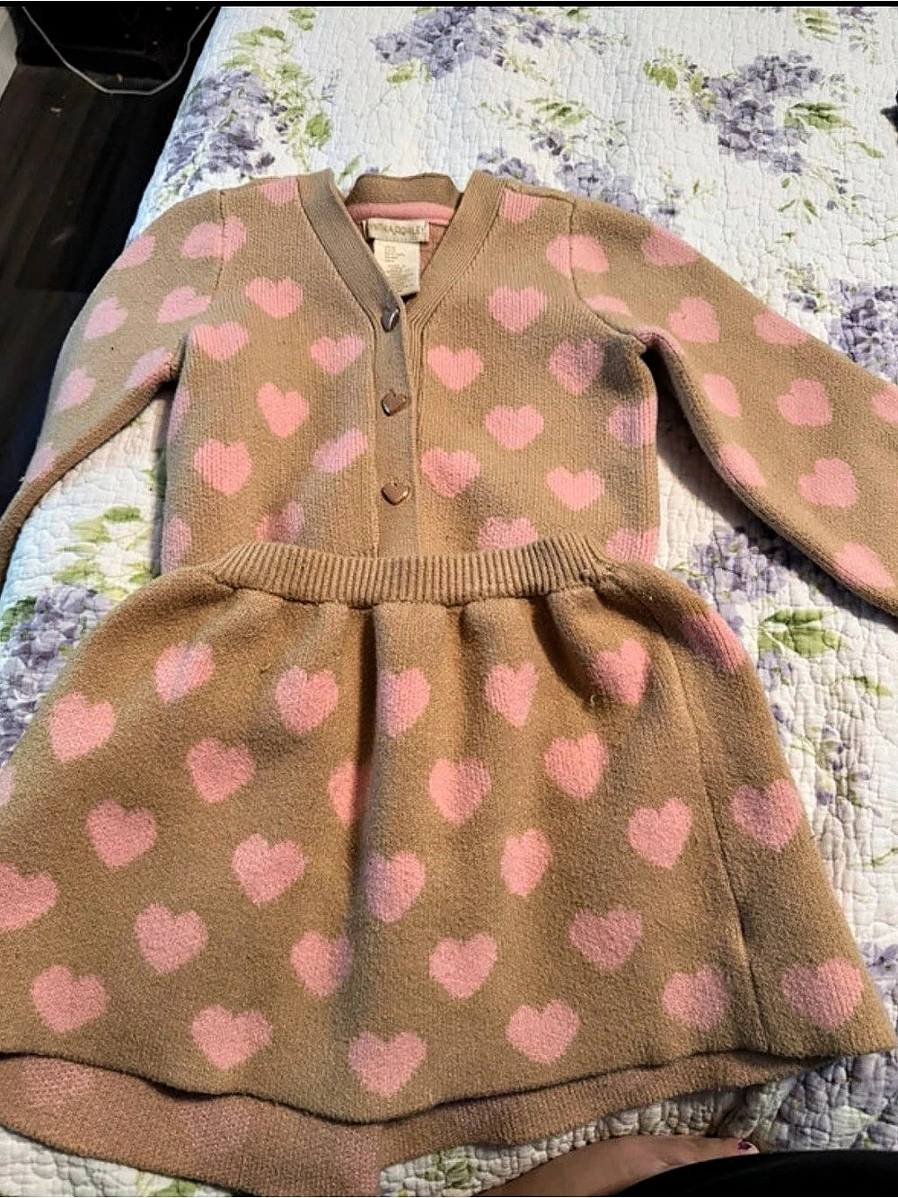 Cynthia rowley  Brown & Pink Heart Print Dress